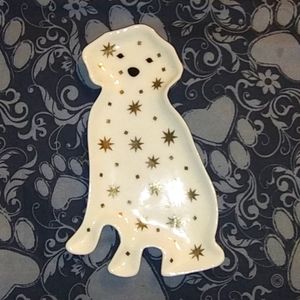 West Elm white & gold ceramic dog tray